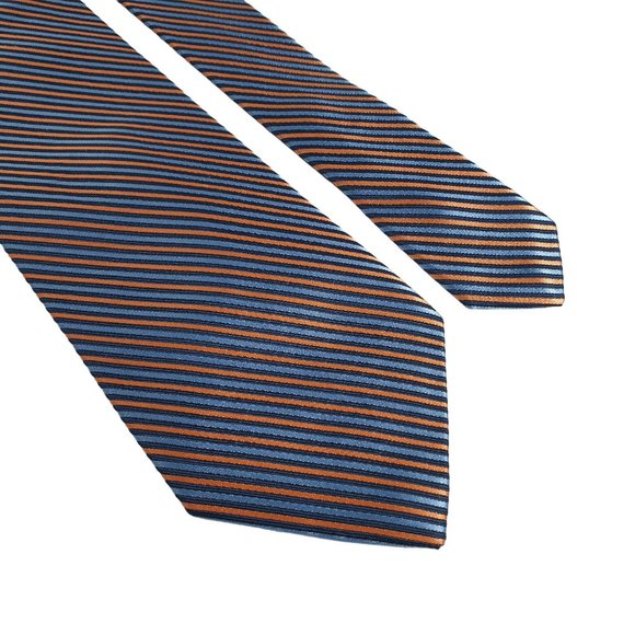 Nautica Striped Men Necktie Tie Designer Accessory Blue Orange Work Dad Gift - Picture 2 of 5
